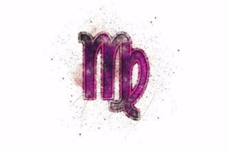 The pink symbol on a white background represents the Virgo sign, emphasizing its nurturing and gentle attributes while maintaining clarity and simplicity