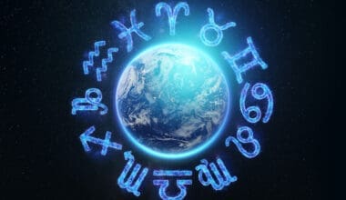 The signs of the zodiac on the background of the planet Earth