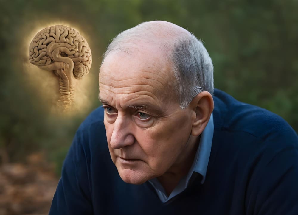 Worried elderly man experiencing memory loss