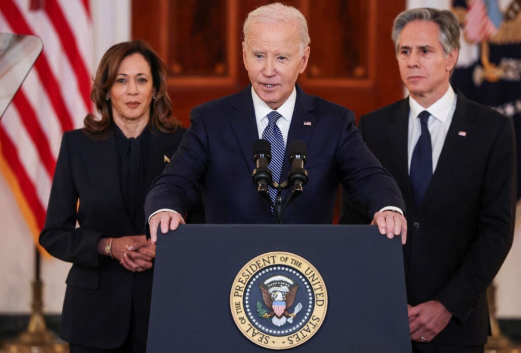 U.S. President Joe Biden delivers remarks on a Gaza ceasefire deal at the White House in Washington