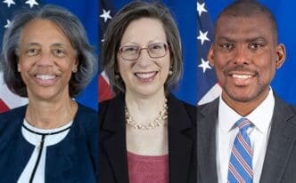 Marcia Bernicat, Alaina Teplitz and Dereck Hogan. via State Department