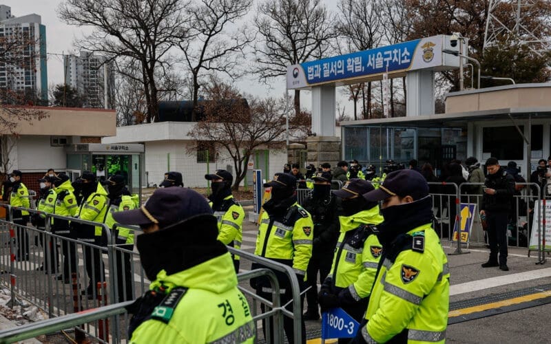 Police stand guard outside Seoul Detention Center where impeached South Korean President Yoon Suk Yeol is held in custody in Uiwang
