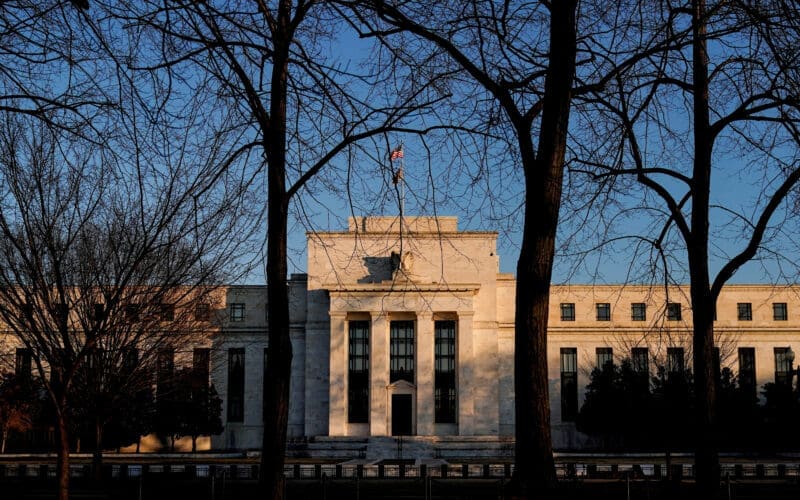 The Federal Reserve building is seen in Washington, DC