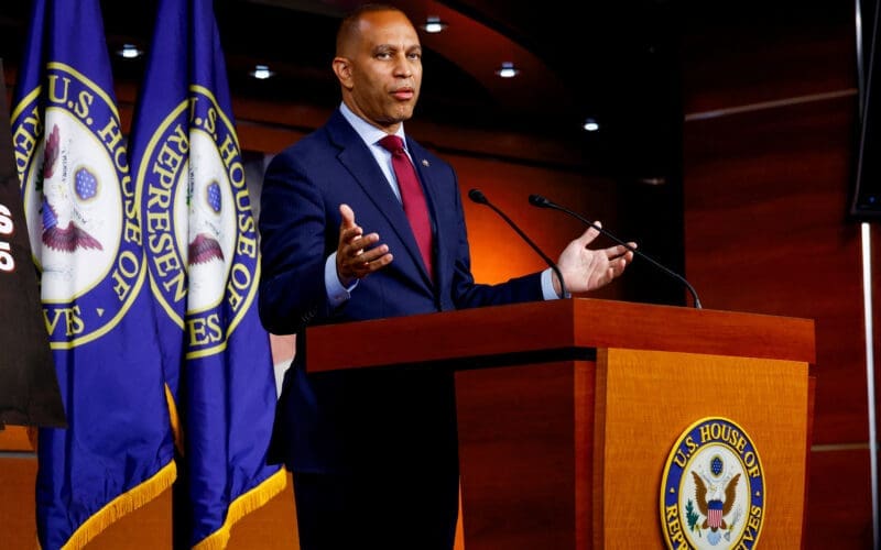 U.S. House Minority Leader Hakeem Jeffries (D-NY), holds his weekly press conference at the U.S. Capital in Washington