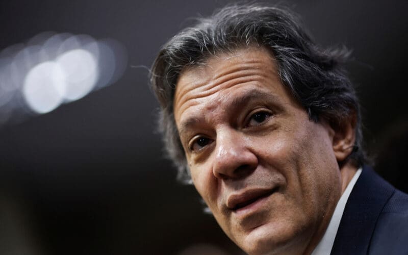Brazil's Finance Minister Fernando Haddad attends a press conference in Brasilia