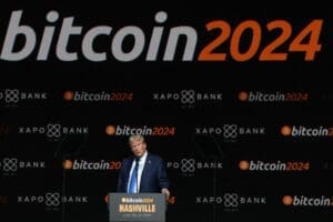 Republican presidential nominee Donald Trump attends the crypto conference in Nashville