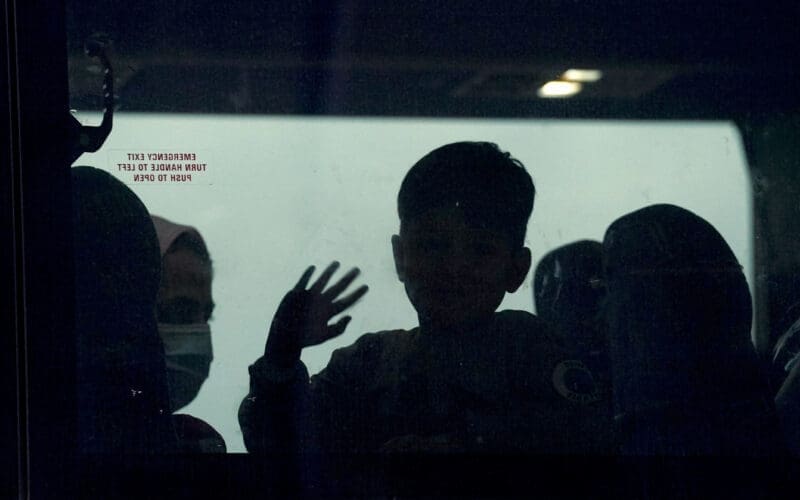 Afghan refugees arrive at Dulles Airport in Virginia