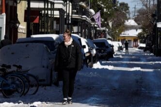 Rare winter snow storm churns across the U.S. Gulf Coast