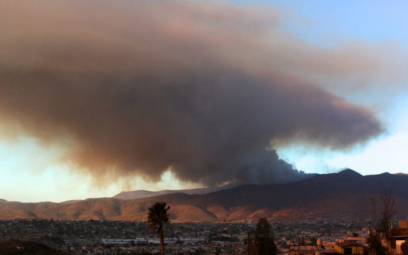 Wildfires in California as seen from Tijuana