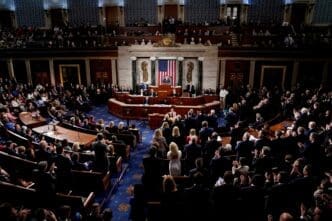 U.S. representatives gather to vote for their new Speaker of the House on the first day of the new Congress at the U.S. Capitol in Washington