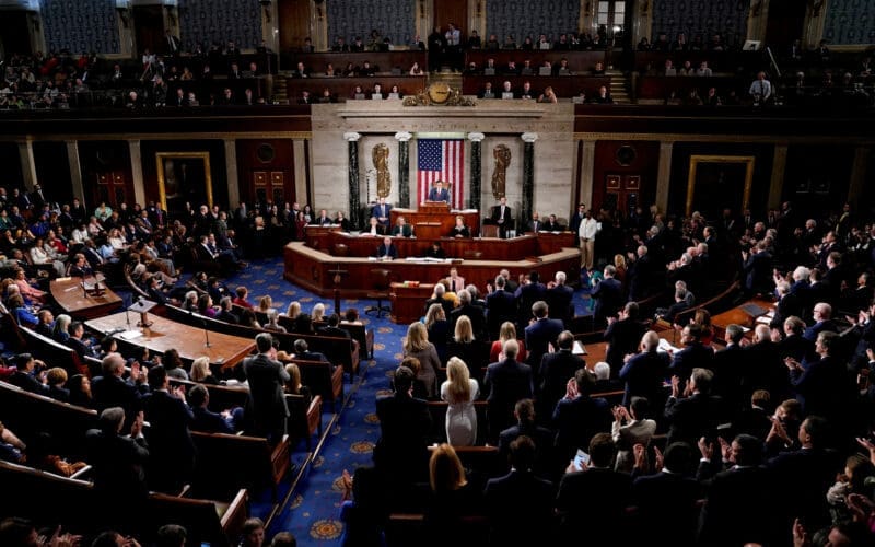 U.S. representatives gather to vote for their new Speaker of the House on the first day of the new Congress at the U.S. Capitol in Washington