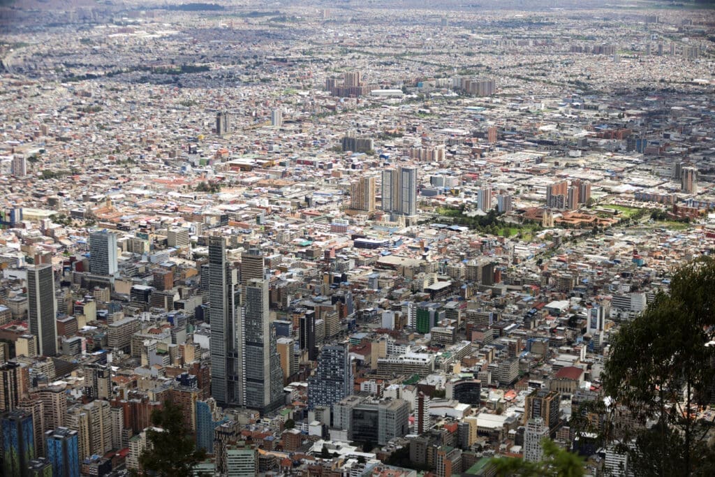 General view of the city of Bogota from the Monserrate mountain viewpoint in Bogota