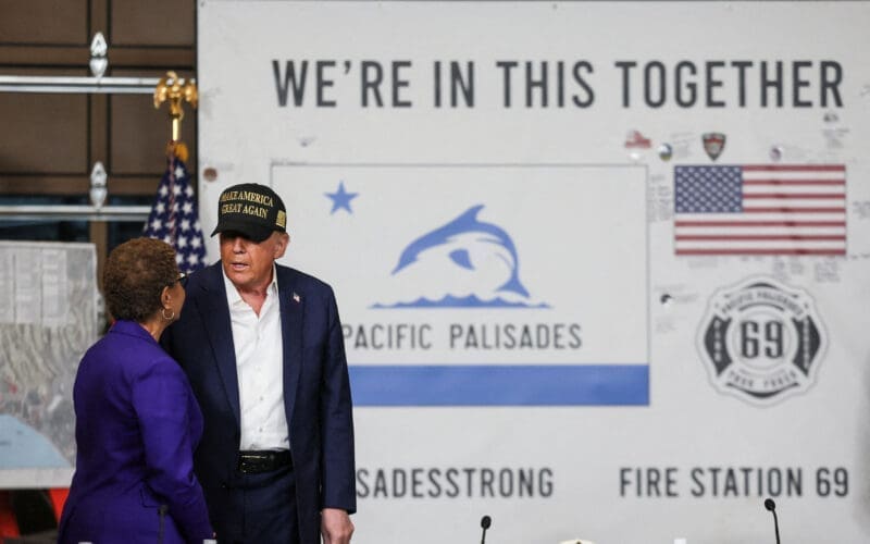 U.S. President Trump visits Pacific Palisades