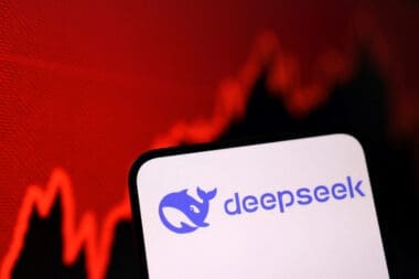 Illustration shows Deepseek and rising stock graph