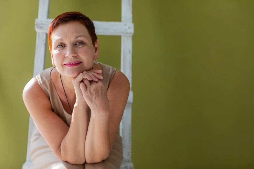 Adorable senior woman with short hair
