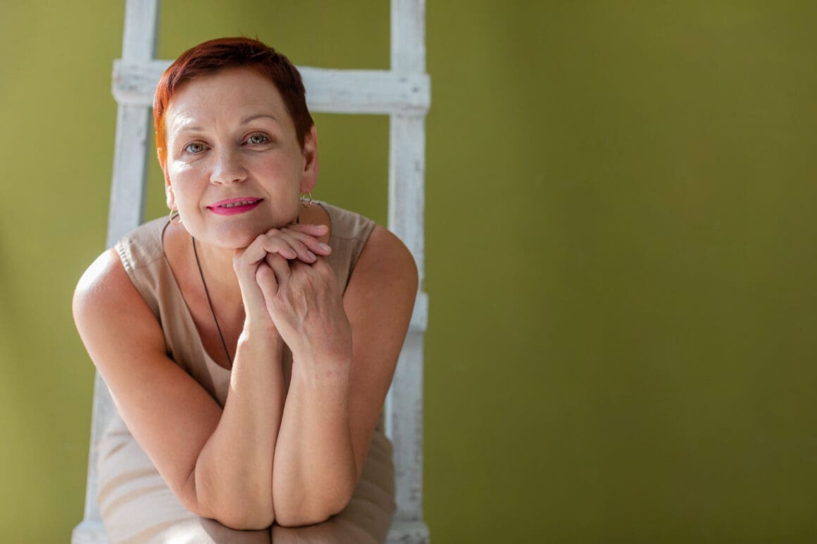 Adorable senior woman with short hair