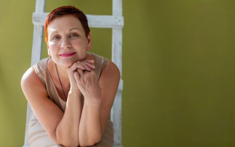 Adorable senior woman with short hair