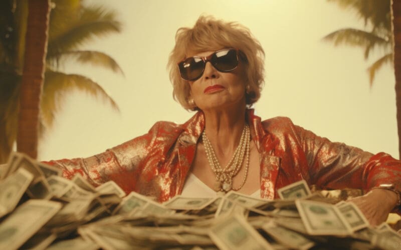 Affluent elderly woman with substantial wealth