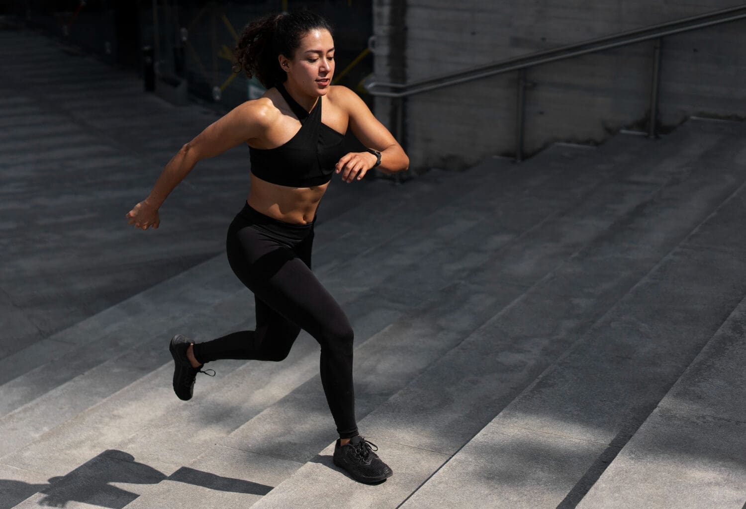 An athletic woman exercising outdoors