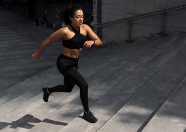 An athletic woman exercising outdoors