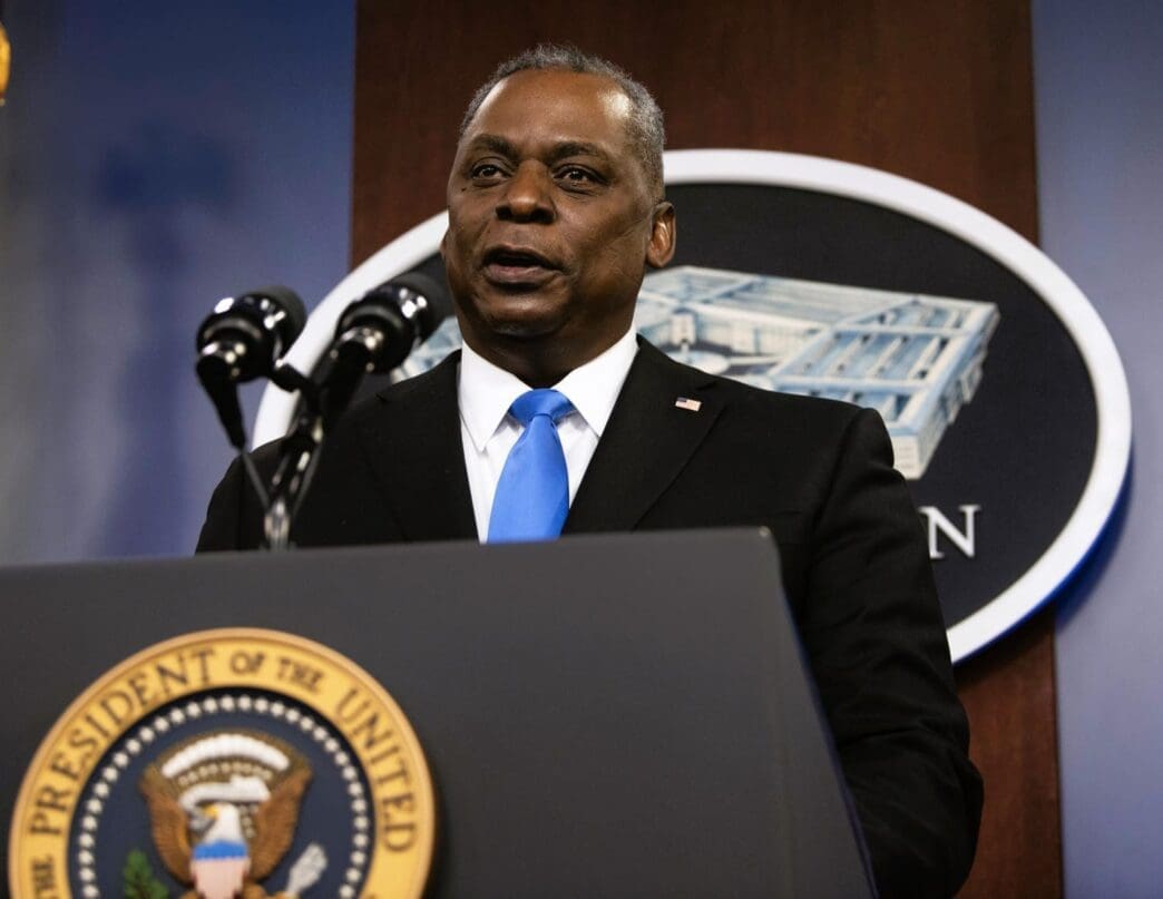 In February 2021, Austin addressed personnel from the Department of Defense. Photo by Lisa Ferdinando