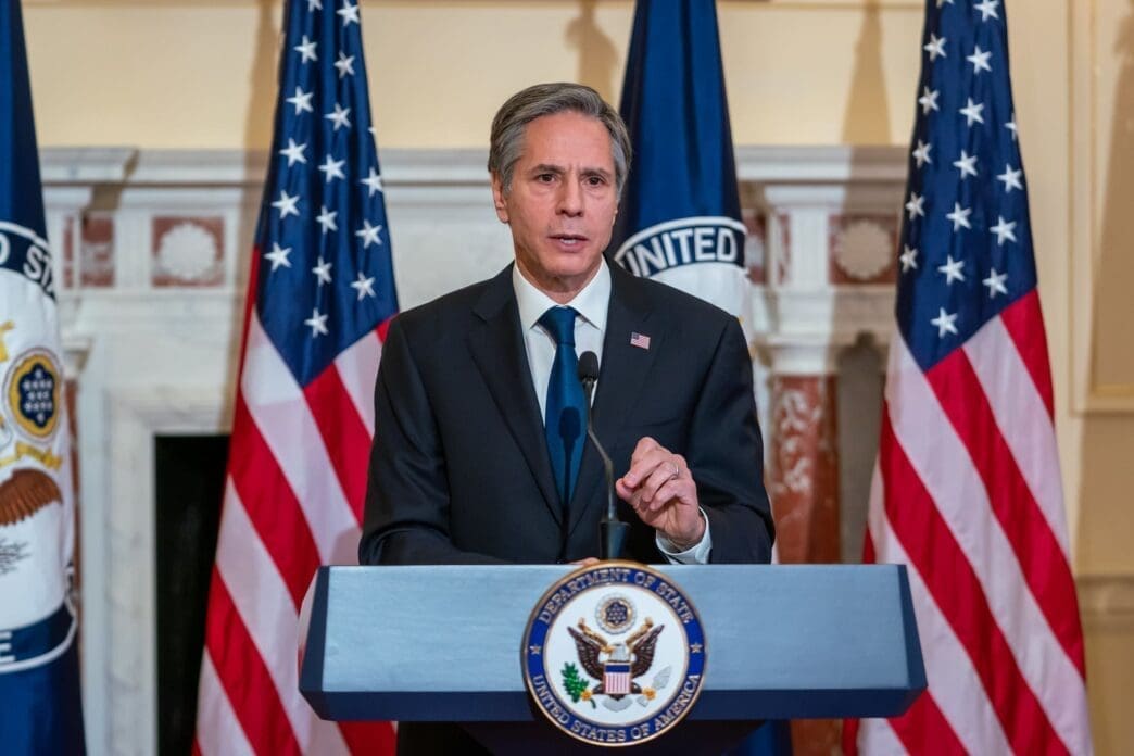 Secretary of State Antony J. Blinken delivers a speech on U.S. foreign policy at the U.S. Department of State in Washington, D.C., on March 3, 2021