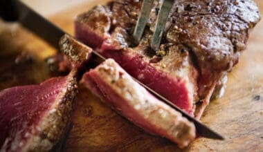 Slicing a cooked fillet steak