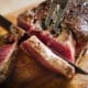 Slicing a cooked fillet steak