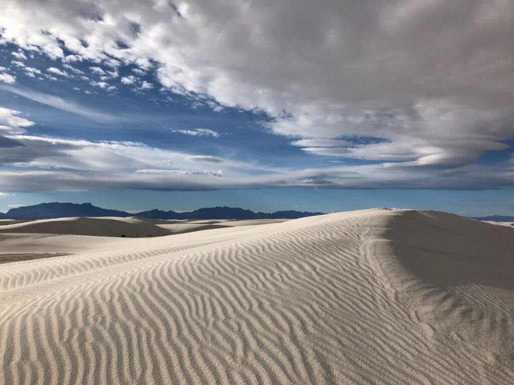 Stunning vista of the New Mexico desert adorned with wind-swept sand