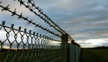 A barbed wire fence