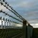 A barbed wire fence