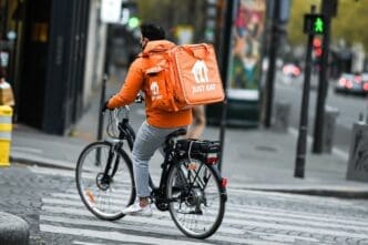 A deliver for Just Eat on his bike (bicyle)