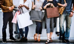 A group of friends shopping together