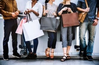 A group of friends shopping together