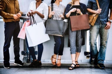 A group of friends shopping together
