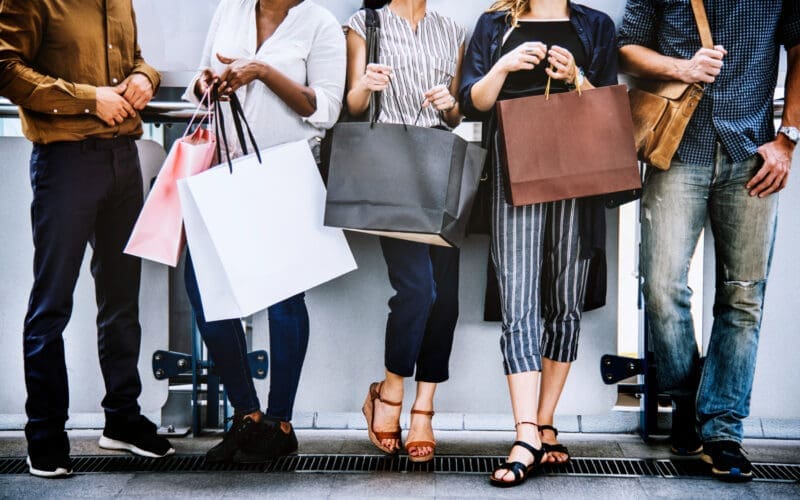 A group of friends shopping together