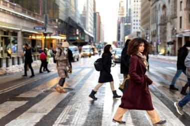 A young woman in New York City during the daytime