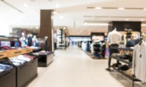 Abstract blurred view of a retail shop in a shopping mall