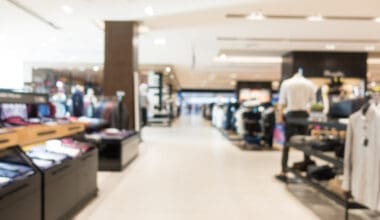 Abstract blurred view of a retail shop in a shopping mall