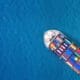 Aerial view of container cargo ship in the sea