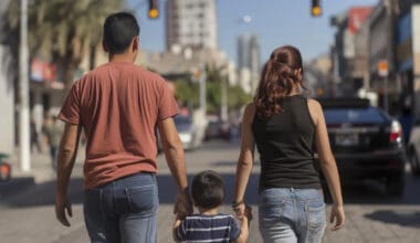 An immigrant family exploring a new city, showcasing the challenges and aspirations of those striving for a better life