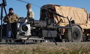 Anduril Ghost-X UAS prepared for flight near Mihail Kogălniceanu Air Base, Romania