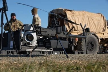 Anduril Ghost-X UAS prepared for flight near Mihail Kogălniceanu Air Base, Romania