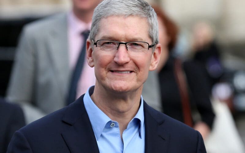 Apple CEO, Tim Cook, arrives for a Q&A with members of the Trinity College Dublin Philosophical Society and receive the Gold Medal of Honorary Patronage