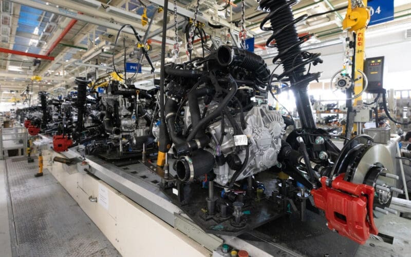 Automotive industry Interior of a modern, high-tech manufacturing facility