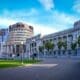 Bee Hive and Parliament House in Wellington, New Zealand.