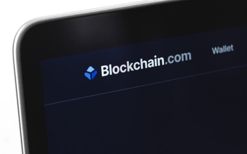 Blockchain website on display notebook closeup macro. Blockchain.com is the most popular place to securely buy, store, and trade cryptocurrencies