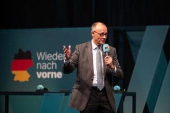 CDU federal election campaign with Chancellor candidate Friedrich Merz and political celebrities from Schleswig-Holstein