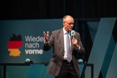 CDU federal election campaign with Chancellor candidate Friedrich Merz and political celebrities from Schleswig-Holstein