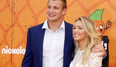 Camille Kostek and Rob Gronkowski at the Nickelodeon Kids' Choice Sports Awards 2016 held at the UCLA's Pauley Pavilion in Westwood, USA on July 14, 2016